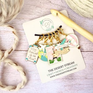 Traveler Stitch Markers, Set of 6 Progress Keepers, Knitting Notions, Crochet tools, Knitting tools, gift for mom
