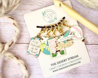 Traveler Stitch Markers, Set of 6 Progress Keepers, Knitting Notions, Crochet tools, Knitting tools, gift for mom