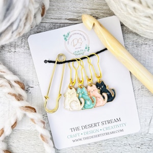 Cat Stitch Markers Set, Knitting Notions, Snag Free Stitch Markers, Progress Keepers, Crochet tools, Knitting tools, gift for mom