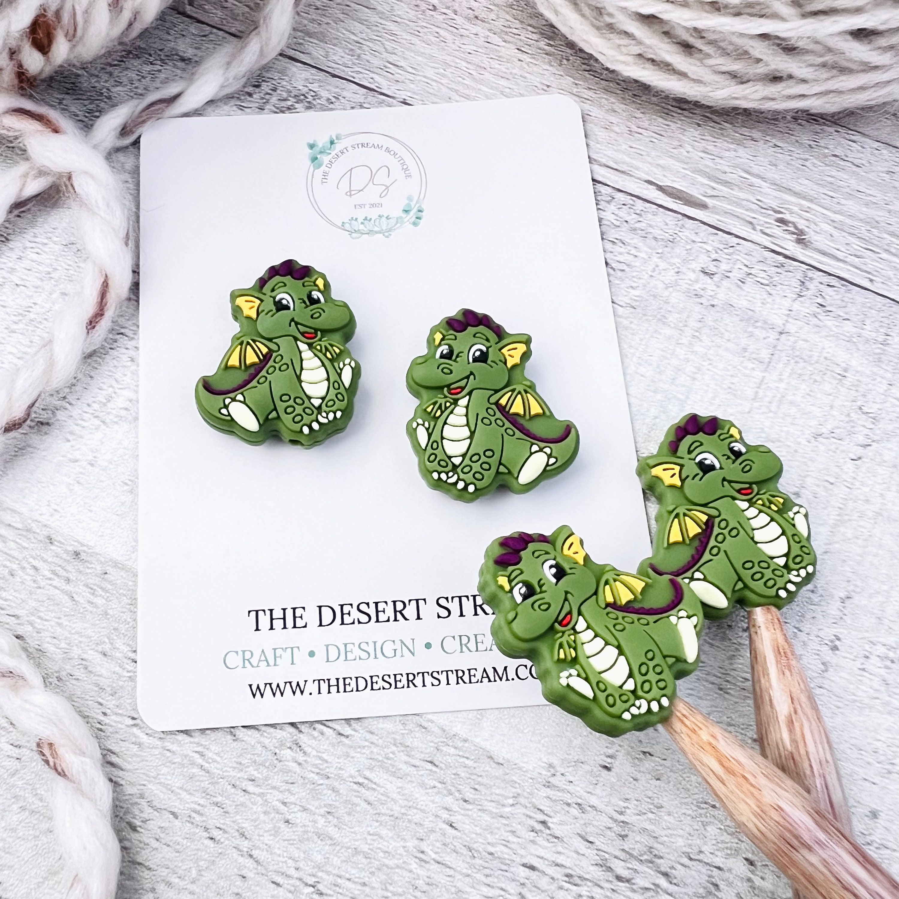 Dragon Knitting Needle Stoppers, Pair