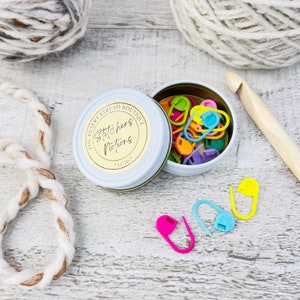 Colorful Stitch Markers Set, Knitting Notions Tin, Snag Free Stitch Markers, Progress Keepers, Crochet tools, Knitting tools, gift for mom