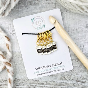 Coffee Stitch Markers Set, Knitting Notions Tin, Snag Free Stitch Markers, Progress Keepers, Crochet tools, Knitting tools, gift for mom