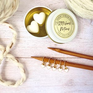 White Heart Stitchers Knitting Notions Set, Stitch Markers and Stitch Stoppers, Progress keepers for Knitting