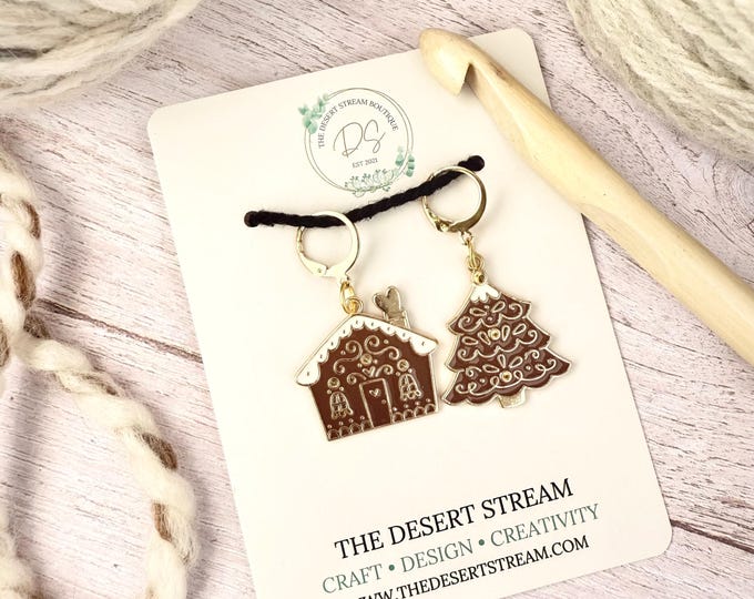 Cozy Cottage Stitch Markers Set, Snag Free Stitch Markers, Progress Keepers, Crochet tools, Knitting tools, Knitting Notions Tin