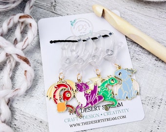 Dragon Jumbo Stitch Markers Set, Knitting Notions Tin, Snag Free Stitch Markers, Progress Keepers, Crochet tools, Knitting tools