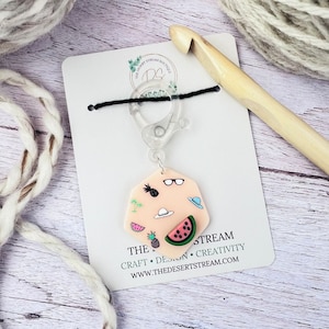 Summertime Jumbo Stitch Marker, Knitting Notions Tin, Snag Free Stitch Markers, Progress Keepers, Crochet tools, Knitting tools