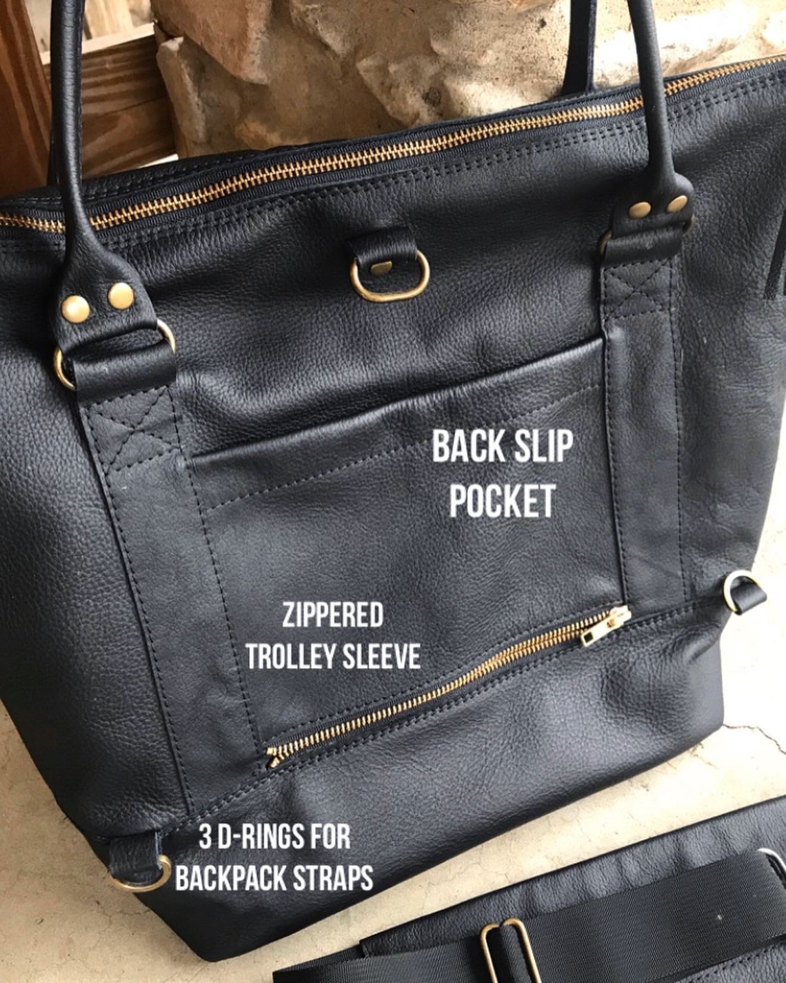 Leather Weekender Luggage Tote with Trolley Sleeve Etsy