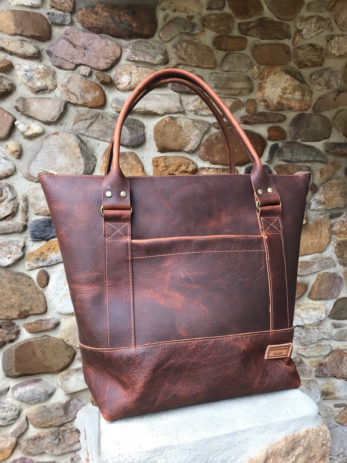 Leather Weekender Luggage Tote with Trolley Sleeve Etsy