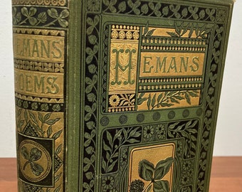 1800s Felicia Hemans - The Poetical Works Of - Antique Hardcover Book / Literature, Poetry Decor Gift