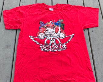 Vintage Aerosmith Get a Grip Santa T-Shirt Tee - Anvil Label, Large / Rock Band, Christmas Holiday Themed