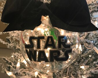 Custom Hand decorated Disney Star Wars 4" glass Christmas ornament