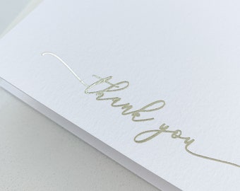 Champagne Gold Foil Pressed Biglietti di ringraziamento / Set di 10