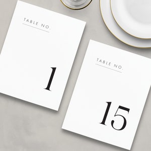 Printed Modern Table Numbers, Simple Table Number Cards, Wedding Table Numbers, Reception Table Numbers - Modern