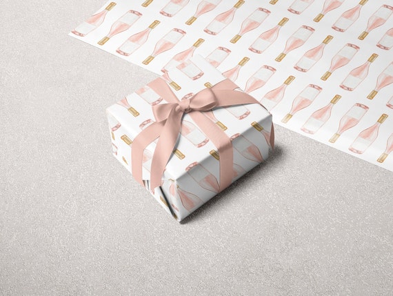 Pink Champagne Wrapping Paper / Bridal Shower Wrapping Paper / Bachelorette  Party Gift 