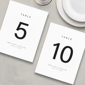 Printed Modern Table Numbers, Simple Table Number Cards, Wedding Table Numbers, Reception Table Numbers - Matilda
