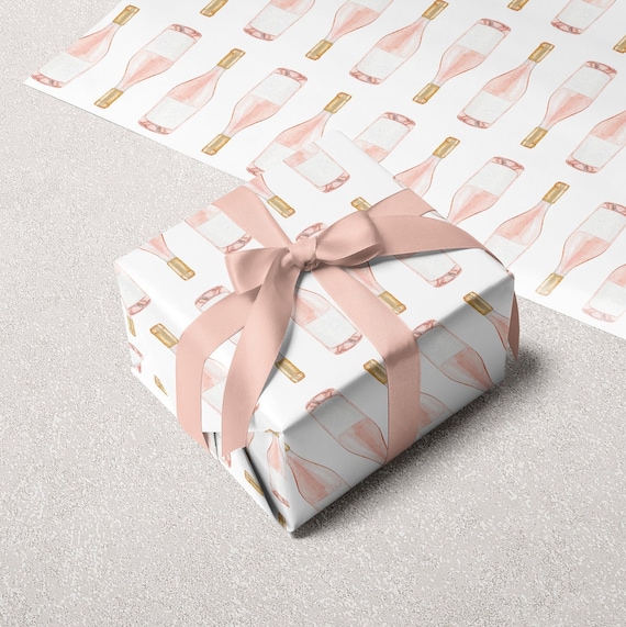 Pink Champagne Wrapping Paper / Bridal Shower Wrapping Paper