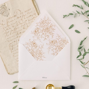 Elegant Floral Envelope Liners & A7 Envelopes. Vintage Printed Envelope Liners for Invitations