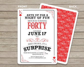 Casino Invitation / Surprise Birthday Invitation / Casino Themed Birthday/ Digital File