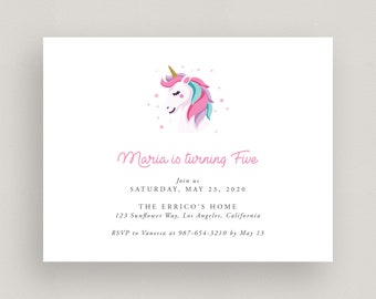 Unicorn Birthday Invitation, Unicorn invitation, Printable Spring party invitation, Digital File