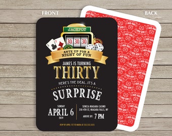 Casino Invitation / Slot Machine / Surprise Birthday Invitation / Casino Themed Birthday / Digital File