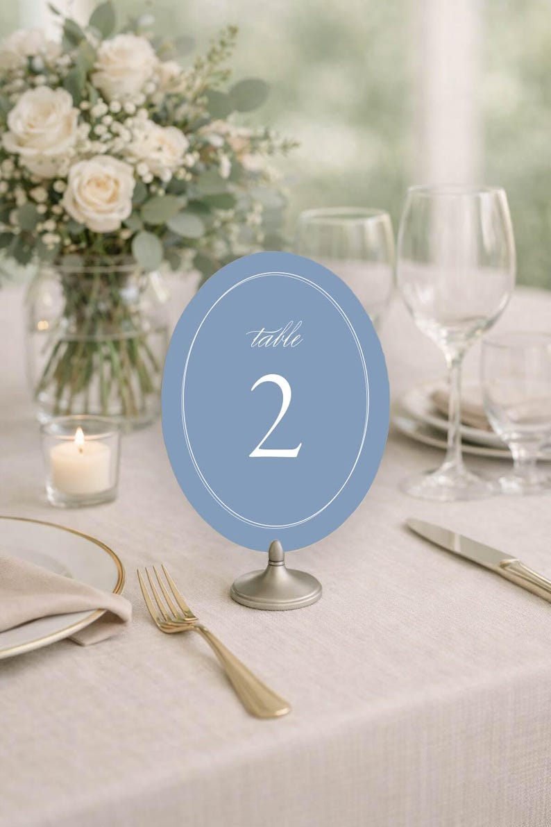 Oval Wedding Table Numbers, Simple Table Number Cards, Wedding Table ...