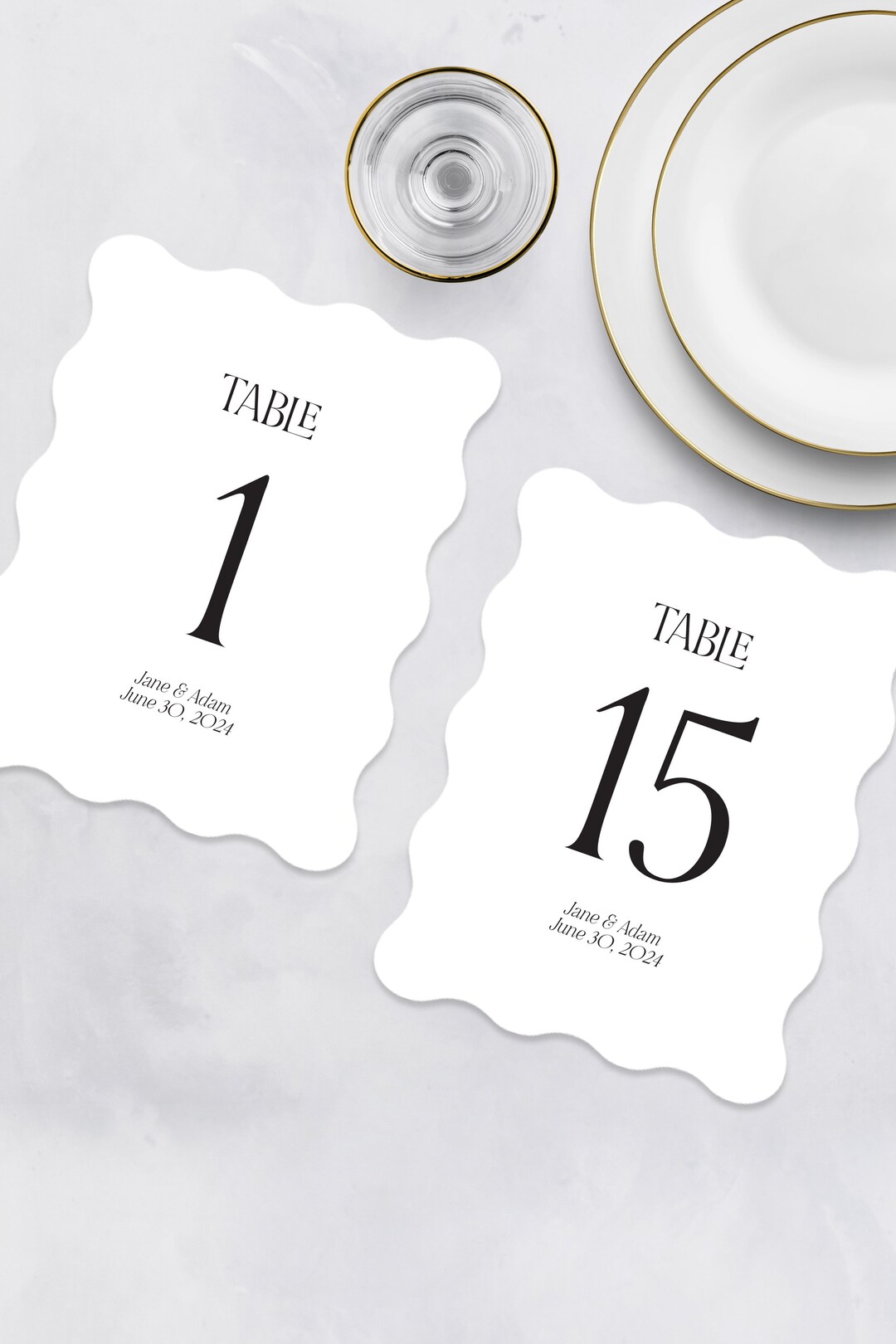 Wavy Table. File Printed Wavy Table Numbers, Simple Table Number Cards, Wedding Table ...