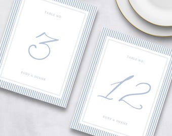 Classic Coastal Seaside Wedding Table Numbers, Simple Table Number Cards, Wedding Table Numbers, Reception Table Numbers - Ruby
