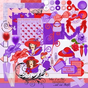 Red Hat Society Digital Scrapbook Kit image 1