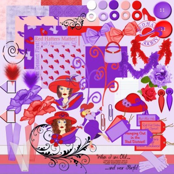 Red Hat Society Digital Scrapbook Kit