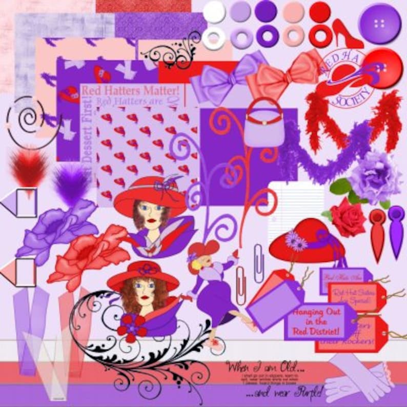 Red Hat Society Digital Scrapbook Kit image 1