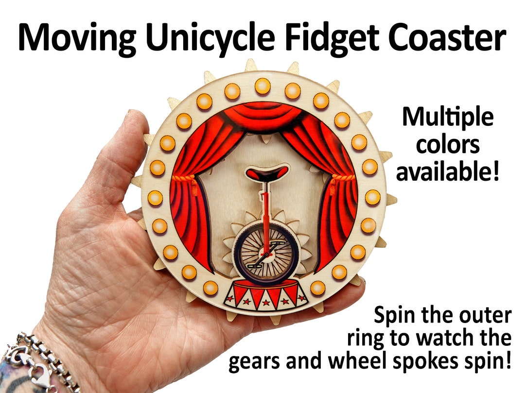 Moving Circus Style Unicycle Fidget Drink Coaster / Etsy