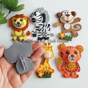 6PCS Foam Safari Animals With Clothespins for Baby Shower Decor or Jungle Birthday Party Guest Favors, Goodie Bags Decorative Clips