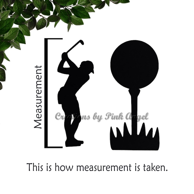 This image showcases golf paper cutouts. These golf cutouts include: golf ball on a tee, and a golfer.

The golf cutouts are made with black cardstock. These golf cutouts are great for events, party decorations, and scrapbooking.