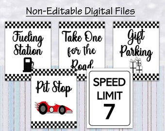 Speed Limit 7 Race Car Birthday PDF DIGITAL DOWNLOAD Printable, Non-Editable Instant Download for Racing Birthday