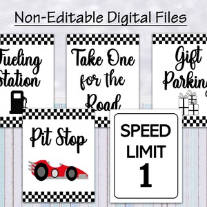Speed Limit 1, Fast One Race Car Birthday, Pit Stop, Fueling Station Non-Editable DIGITAL DOWNLOAD Printable for Cars Racing Birthday