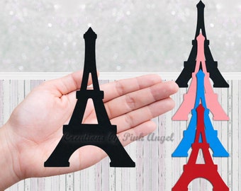 12PCS Eiffel Tower Cardstock Cutouts, Paris Eiffel Tower Paper Punches Die Cuts Cut Outs for Party Decorations Scrapbooking