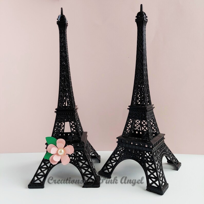 10 inch Eiffel Tower Centerpiece With Flower Decoration, 1 Tower Included image 2