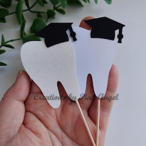 5PCS Tooth Cupcake Toppers for Dental Graduation, Dental Graduate or Dentist Retirement Party Cupcake Picks, 1st Tooth Celebration
