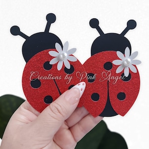 Ladybug Cutouts, Love Bug Party Decorations, Set of 5 Ladybugs, Fully Assembled