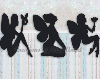 12 Fairy Silhouette Cutouts for Fairy Jars, or Birthday Party Decorations