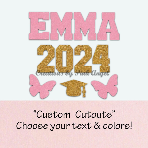 Custom Text Letters or Numbers for Graduation, ABC Cutouts for Scrapbooking or Banners
