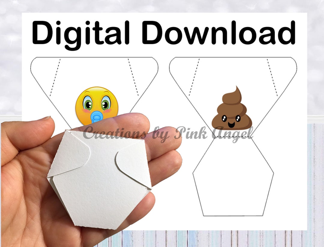 Diaper Game DIGITAL DOWNLOAD, Baby Shower Diaper Favors Template, Mini