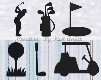 6 or 12PCS Golf Cutouts, Golf Die Cut Embellishments for Scrapbooking or Card Making, Golf Cart Club Ball Bag, Paper Cardstock Cut Outs
