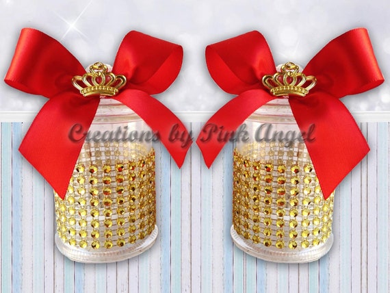 Set Of 6 Princess Baby Bottle Favors Crown Baby Shower Guest Etsy