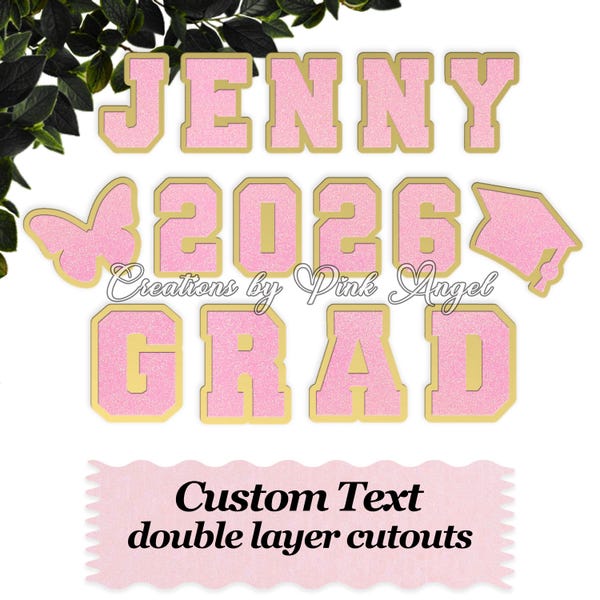 Custom Letter Cutouts for Graduation, Double Layer Lei Letters, Class of 2026 Personalized Text