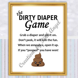 Dirty Diaper Game Instructions DIGITAL DOWNLOAD, Baby Shower Dirty ...