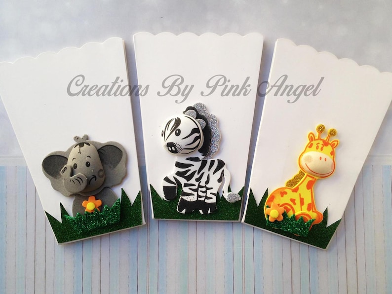Jungle 1st Birthday Favors Noah Ark Treat Box Favors Set of 12 Safari Popcorn Boxes Safari Baby Shower Goodie Box Favors