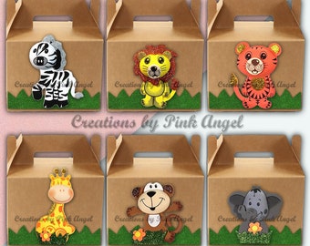 Noah's Ark or Zoo Animals Fillable Favor Boxes for Birthday Party Decorations or Guest Favors, Safari Animals Treat Boxes