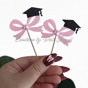 10PCS Graduation Bow Cupcake Toppers, Coquette Cupcake Picks Class of 2026
