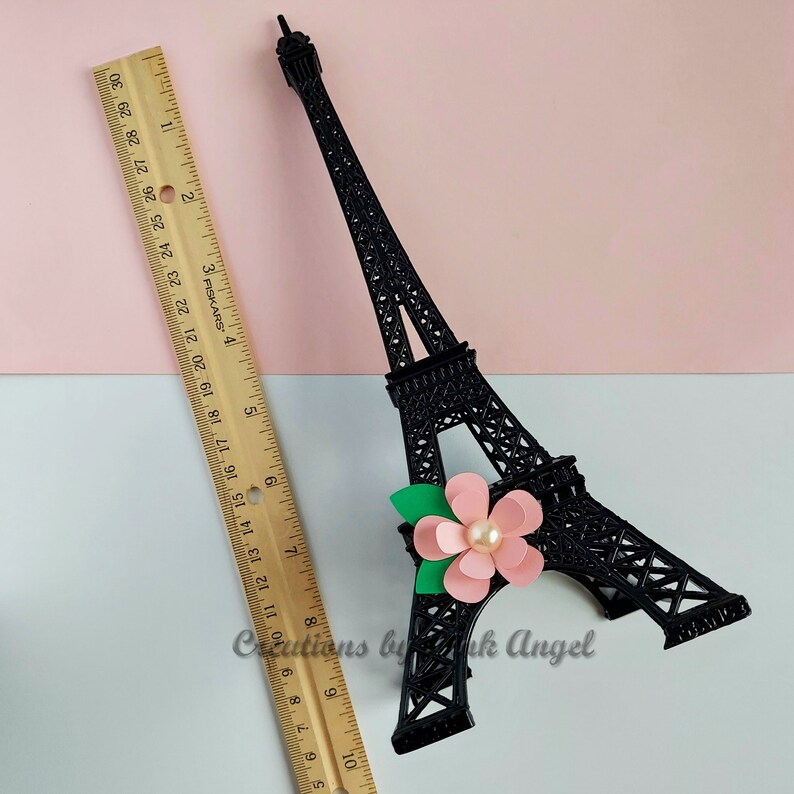 10 inch Eiffel Tower Centerpiece With Flower Decoration, 1 Tower Included image 4